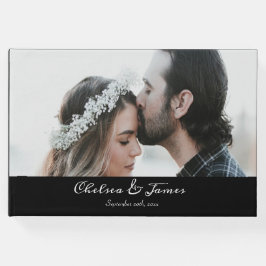Libro De Visitas Boda fotográfico de guiones de caligrafía negra