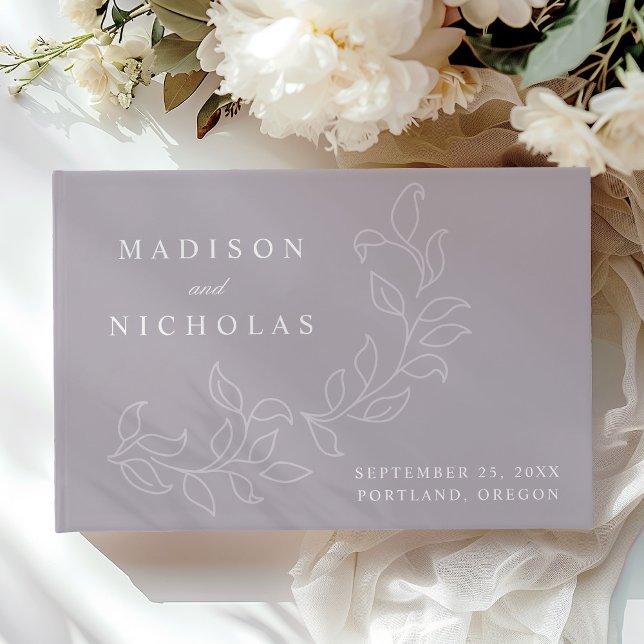 Libro De Visitas Boda fotográfico de las hojas púrpuras en cascada (Subido por el creador)