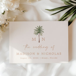 Libro De Visitas Boda fotográfico de monograma mínimo de palmeras