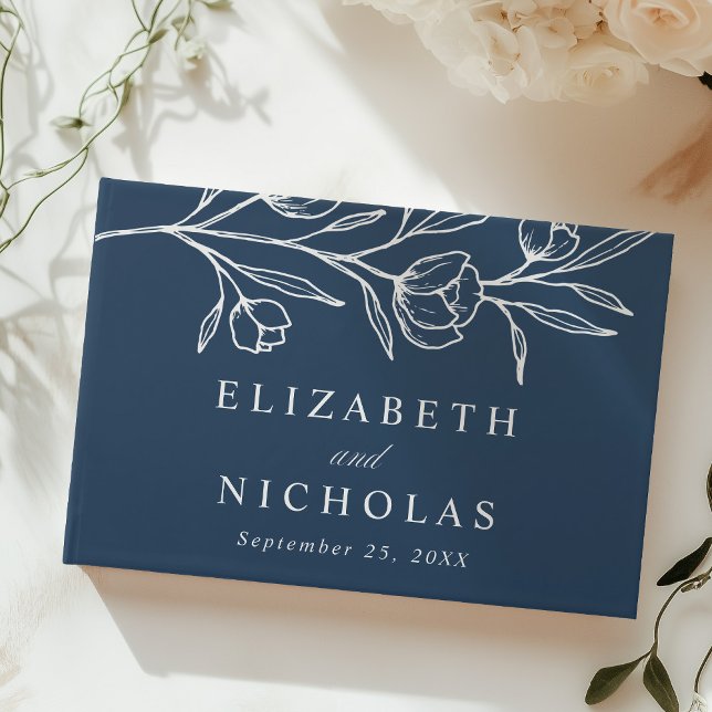 Libro De Visitas Boda fotográfico floral de la Marina esbozada (Subido por el creador)