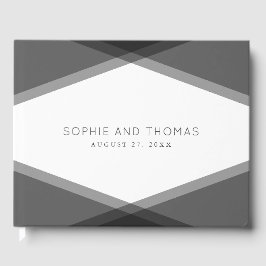 Libro De Visitas Boda Geométrica en Capas Grises