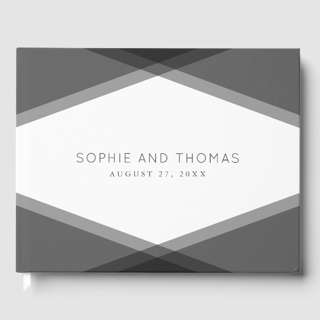 Libro De Visitas Boda Geométrica en Capas Grises (Anverso)