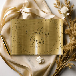 Libro De Visitas Boda Geométrica Metálica Oro ID648
