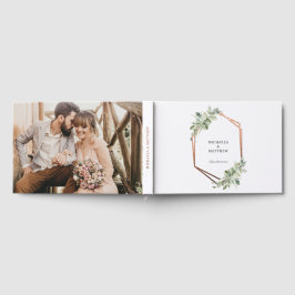 Libro De Visitas Boda geométrica rústica con vegetación Rosa de Oro