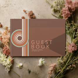 Libro De Visitas Boda geométrico de líneas refinadas Terra Cotta ID