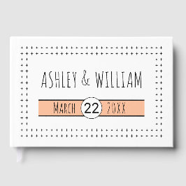 Libro De Visitas Boda geométrico de melocotón dibujado a mano