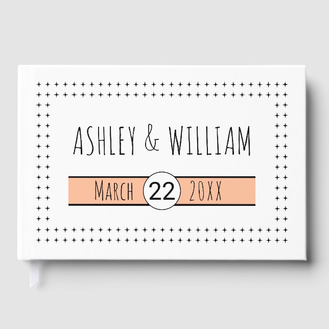 Libro De Visitas Boda geométrico de melocotón dibujado a mano (Anverso)