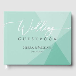 Libro De Visitas Boda geométrico moderno de color verde