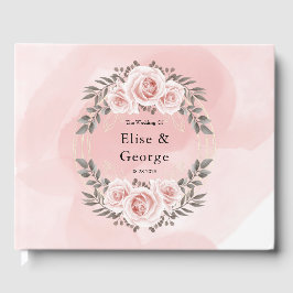 Libro De Visitas Boda Geométrico Rubor Floral Gold Crystal