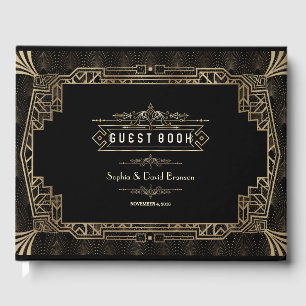 Libro De Visitas Boda Glam Art Deco Black Gatsby Estilo de los añ