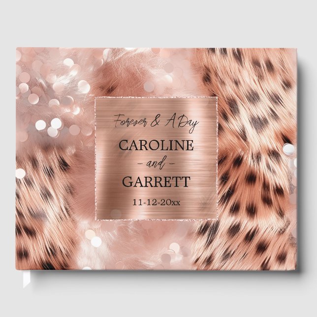 Libro De Visitas Boda Glam Rosa Gold Leopard (Anverso)