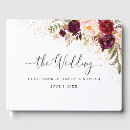 Libro De Visitas Boda Gold Dust Burgundy Floral