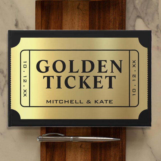 Libro De Visitas Boda Golden Ticket Black & Gold (Golden Ticket Black & Gold Wedding Guest Book
)