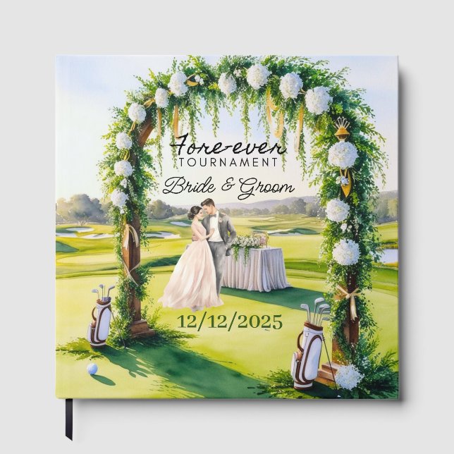 Libro De Visitas BODA GOLF Bride y Groom Golfer Golf Balls (Anverso)