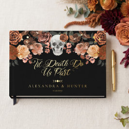 Libro De Visitas Boda gótica de calavera de acuarela hasta la muert