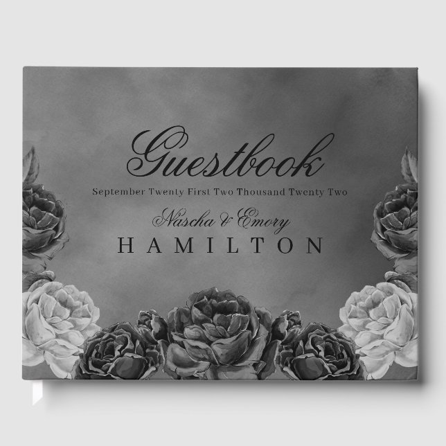 Libro De Visitas Boda Gótico Elegante Rosa acuático (Anverso)