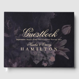 Libro De Visitas Boda gótico Morado Acuarela Floral Boho