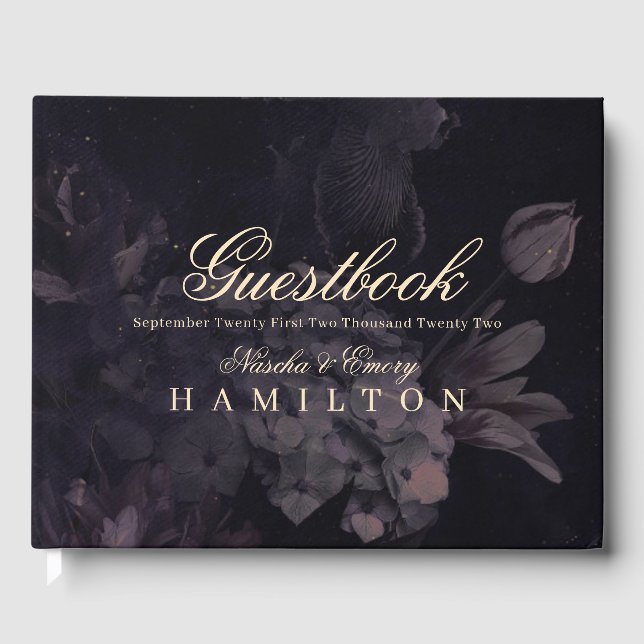 Libro De Visitas Boda gótico Morado Acuarela Floral Boho (Anverso)