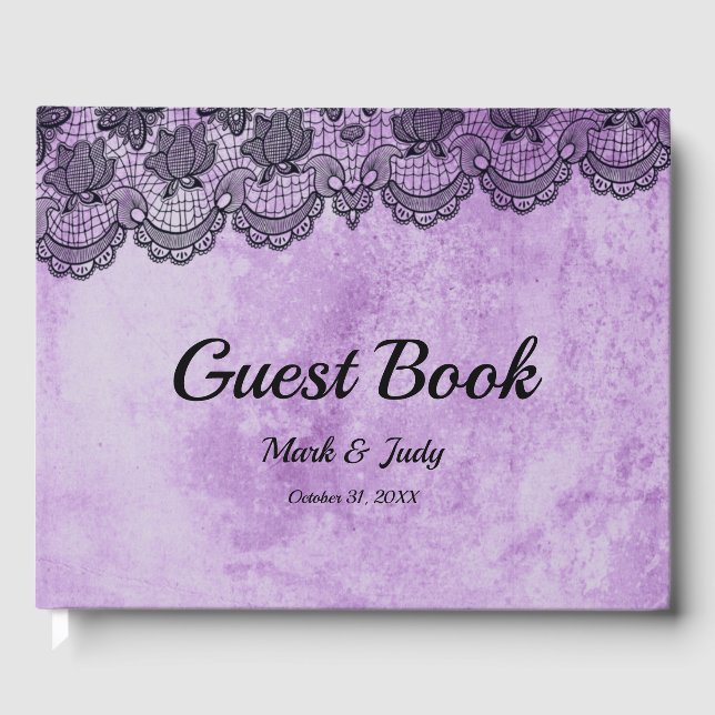 Libro De Visitas Boda gótico morado de Black Lace (Anverso)