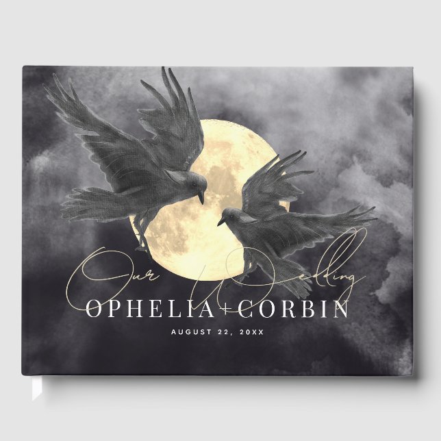 Libro De Visitas Boda gótico Raven & Golden Moon (Anverso)
