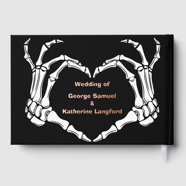 Libro De Visitas Boda Gótico Romántico Skeleton Hand Halloween (Reverso )