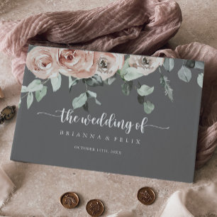 Libro De Visitas Boda gris floral rosa rosa rosado clásico agitado