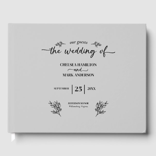 Libro De Visitas Boda Guay Gray Trendy Script (Anverso)