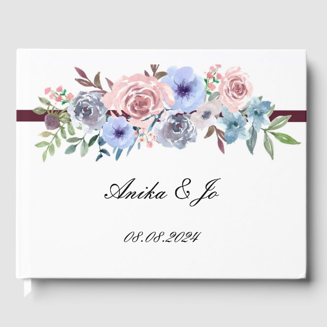 Libro De Visitas boda guesbook floral (Anverso)