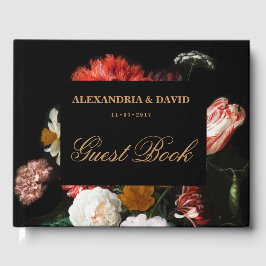 Libro De Visitas Boda Guest Book Dark Black Red Floral