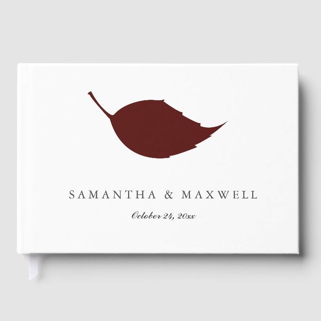 Libro De Visitas Boda Guest Book Fall Burgundy Leaf (Anverso)