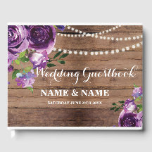 Boda Guest Book Floral Purple Flowood