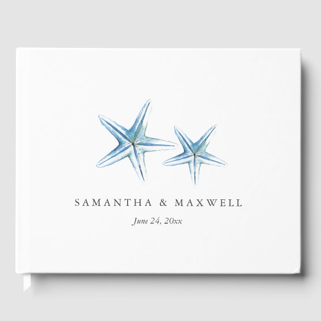 Libro De Visitas Boda Guest Book Ideas Watercolor Starfish (Anverso)