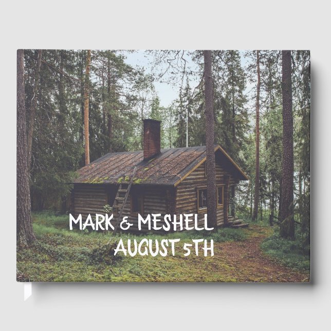 Libro De Visitas Boda Guest Book LOG CABIN - PERSONALIZADO (Anverso)