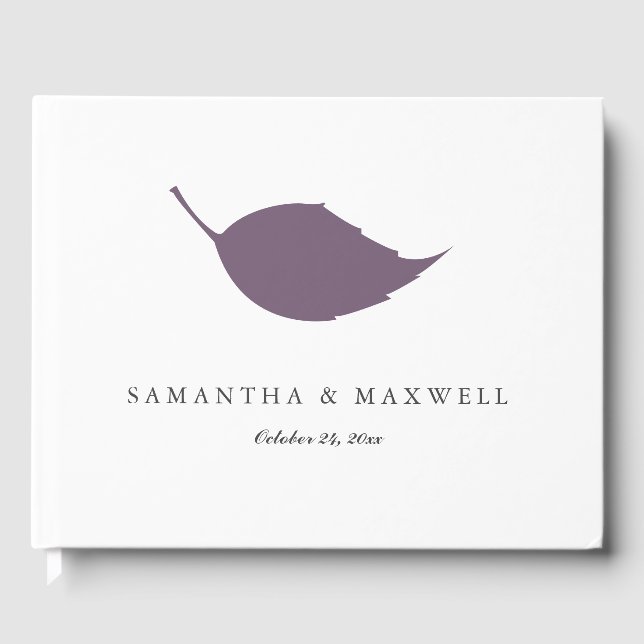 Libro De Visitas Boda Guest Book Purple Leaf (Anverso)