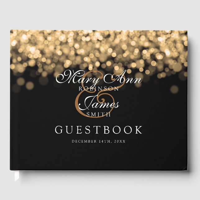 Libro De Visitas Boda Guestbook Elegant Gold Lights (Anverso)