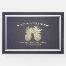 Libro De Visitas Boda Guestbook Gold Pineapple Couple Navy Blue