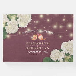 Libro De Visitas Boda Guestbook Hydrangea String Luces Borgoña