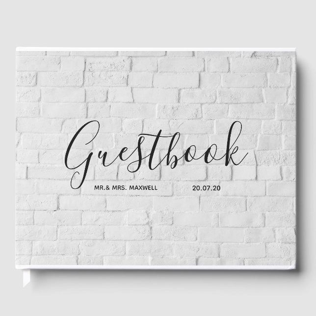 Libro De Visitas Boda Guestbook | Ladrillo blanco (Anverso)