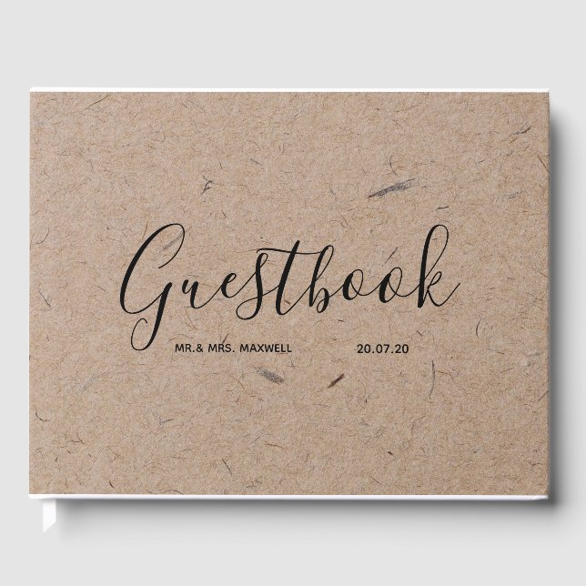 Libro De Visitas Boda Guestbook | Moda de papel de Kraft rústico (Anverso)