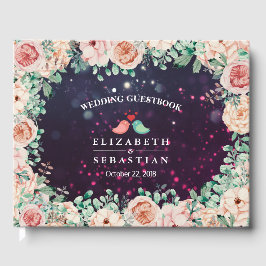 Libro De Visitas Boda Guestbook Moda Floral Purple Sparkle Light