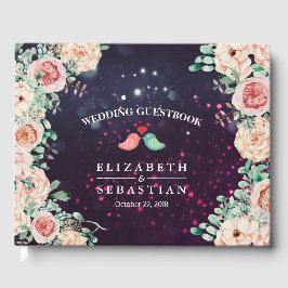 Libro De Visitas Boda Guestbook Moda Floral Purple Sparkle Light