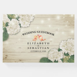 Libro De Visitas Boda Guestbook Rustic Wood Floral String Lights
