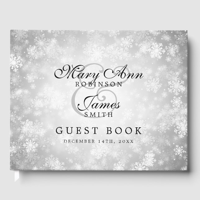 Libro De Visitas Boda Guestbook Silver Winter Wonderland (Anverso)