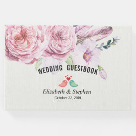 Libro De Visitas Boda Guestbook Watercolor Boho Floral Feather