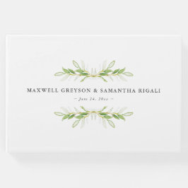 Libro De Visitas Boda Huéspedes Acuarela Vegetación Botánica