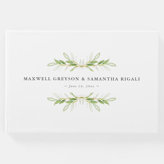 Libro De Visitas Boda Huéspedes Acuarela Vegetación Botánica (Anverso)