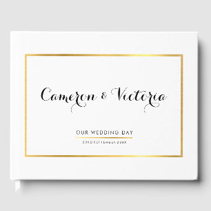 Libro De Visitas BODA KEEPSAKE simple y elegante marco de imitación