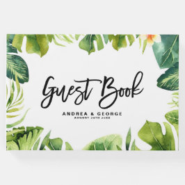 Libro De Visitas Boda Marco de Vegetación Tropical y Plumeria I