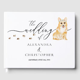 Libro De Visitas Boda mascota de cachorro Corgi caligrafía