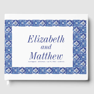 Libro De Visitas Boda mediterráneo azul moderno
